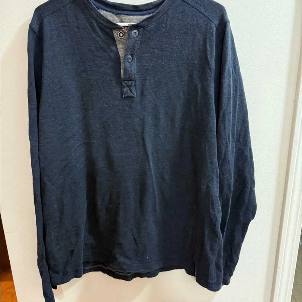 North Face Men's Navy Long Sleeve Heavyweight Tee Size Large
